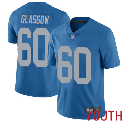 Detroit Lions Limited Blue Youth Graham Glasgow Alternate Jersey NFL Football #60 Vapor Untouchable